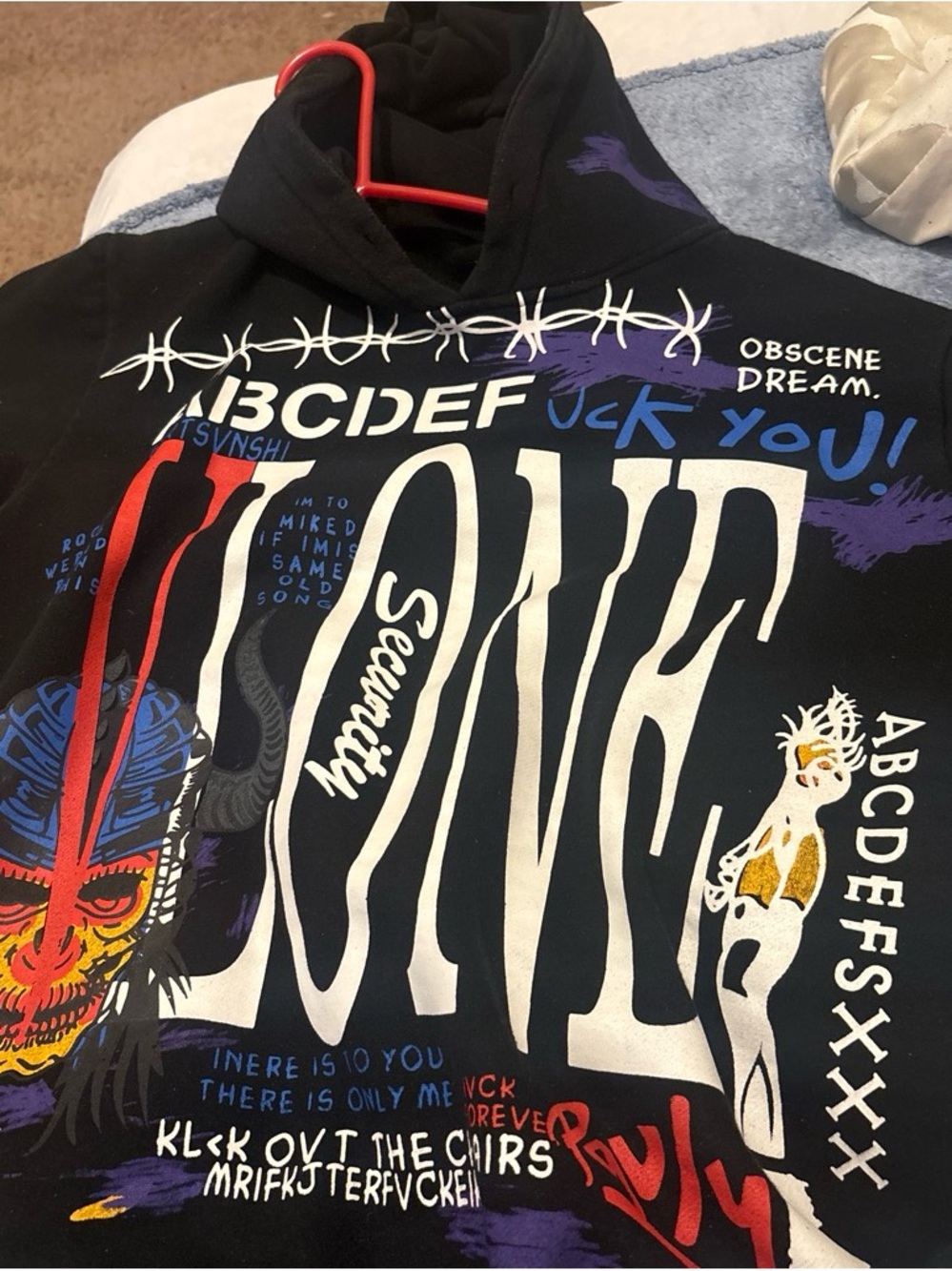 VLONE Black Hoodie with Red and White Logo
